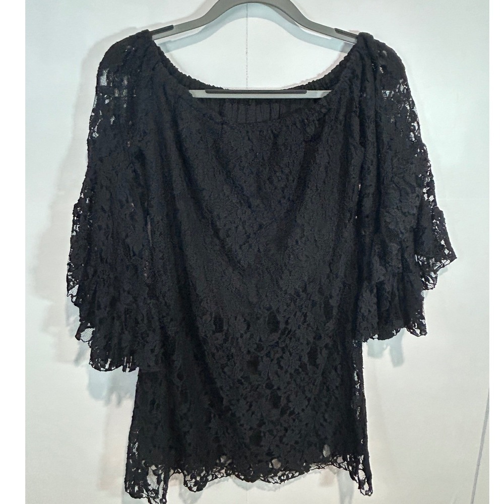 Arden B Mini Dress Small Black Lace Off Shoulder Bell Sleeve witchy Goth Glam
